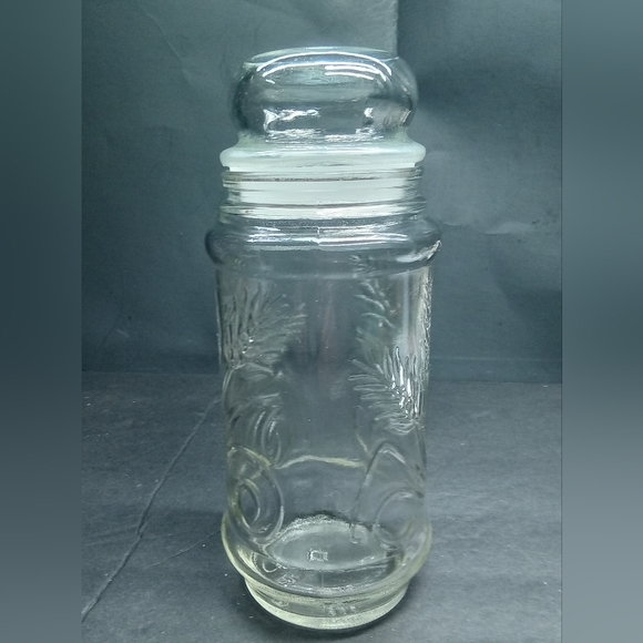 Planters Mr Peanut Glass Apothecary Jar Canister VTG 1982 Wide Pnut Leaf Design - Picture 2 of 12